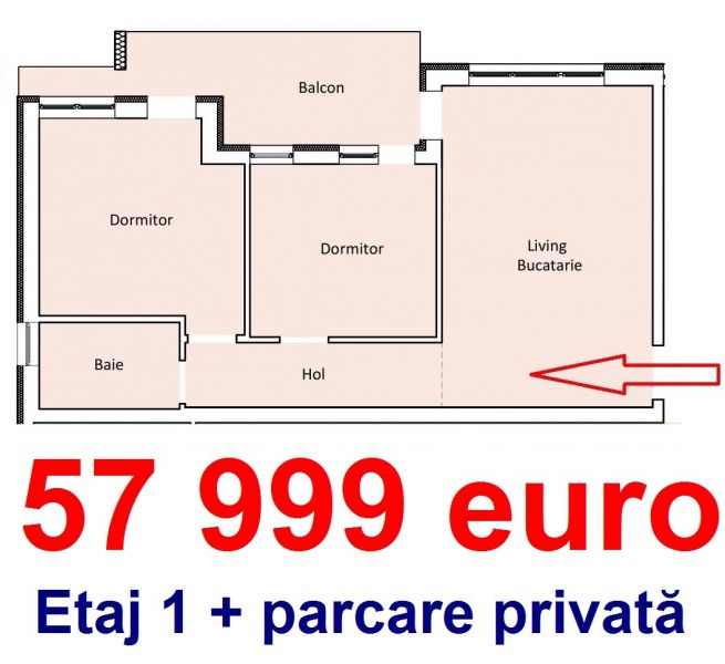 58 000 euro etaj 2 Apartament 3 camere Milea El Gringo Semaforului-9