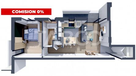 Apartament 2 camare 54 mpu loc de parcare inclus 2 balcoane 
