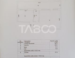 Apartament 2 camere de vanzare 63mp + terasa 27 mp constructie noua
