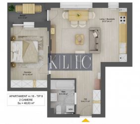 Apartament 2 camere de vanzare Sibiu 48,63mpu etaj 1 zona D-na Stanca