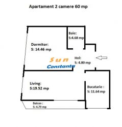 APARTAMENT 2 CAMERE Et. 3, 60 MP UTILI - 78.400 EUR