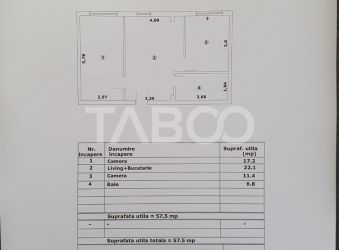 Apartament 3 camere 57 mp utili constructie noua 2025