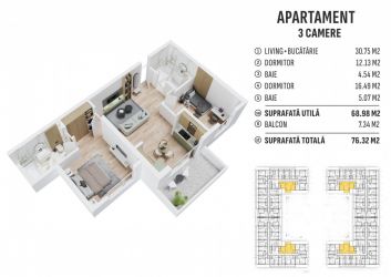 APARTAMENT 3 CAMERE / COMISION 0% / DIRECT DEZVOLTATOR