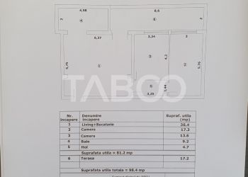 Apartament 3 camere decomandat 81 mp utili + terasa 17 mp nou 2025