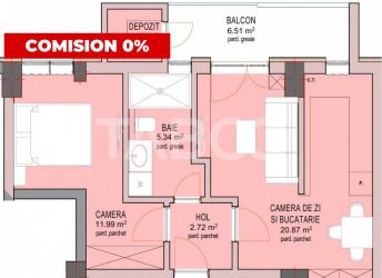 Apartament 43 mpu cu 2 camere etaj 2 cu lift zona Doamna Stanca Sibiu