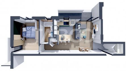 Apartament  54 mpu 2 camere 2 balcoane loc de parcare inclus