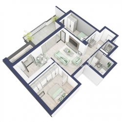 Apartament 66 mp utili 3 camere 2 bai etaj 3 in bloc cu lift Turnisor