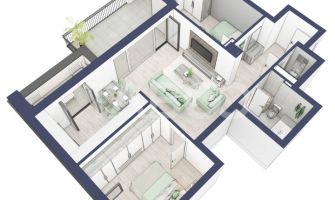 Apartament 66 mp utili 3 camere 2 bai etaj 3 in bloc cu lift Turnisor