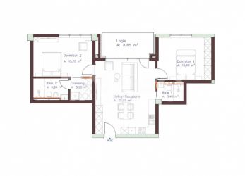 Apartament cu 3 camere bloc nou de vanzare in Centru 
