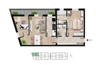 Apartament cu 3 camere și două băi, langa Lacul Morii