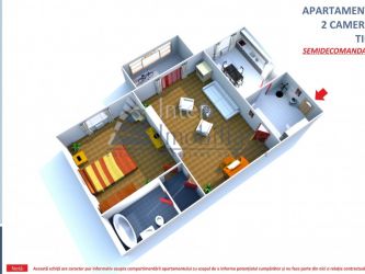 Apartament de vanzare, 2 camere Semidecomandat  Metalurgie 