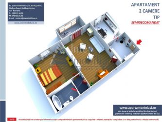 Apartament de vanzare, 2 camere Semidecomandat  Podu Ros 