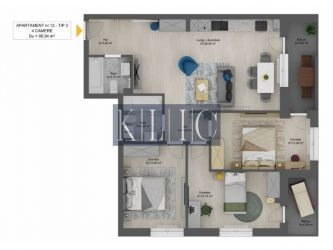 Apartament de vanzare Sibiu 4 camere 3 dormitoare 2 bai 81mpu Premium