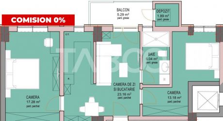 Apartament FARA COMISION 3 camere si balcon etaj 2 Sibiu Dna Stanca