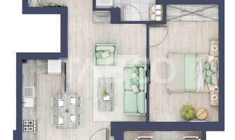 Apartament la parter cat un etaj 1 cu 47 mp utili 2 camere Turnisor