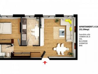 Apartament nou de vanzare, 2 camere Decomandat  Popas Pacurari 