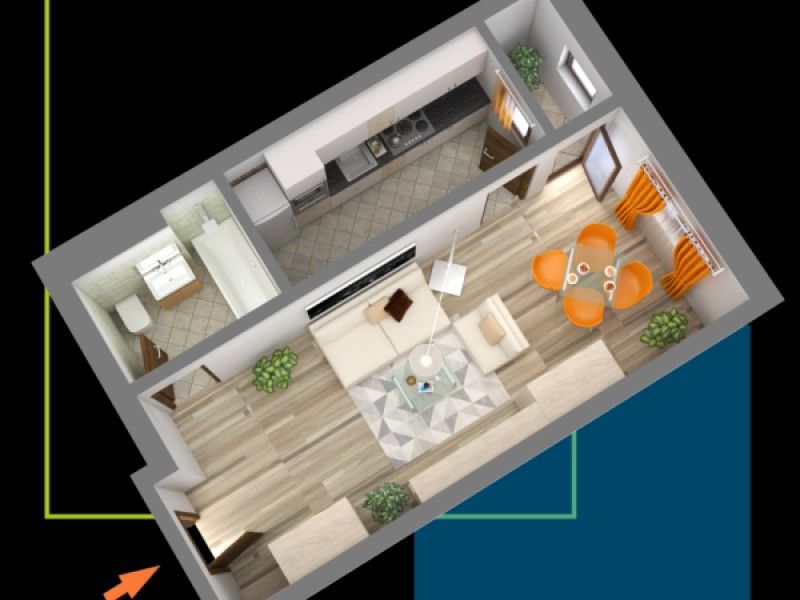 Apartament nou de vanzare, o camera Decomandat  Nicolina -5