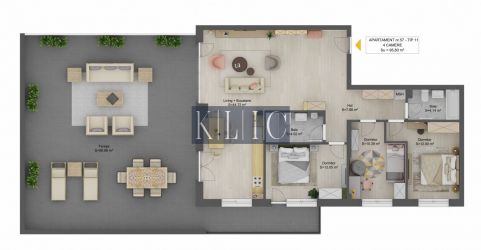 Apartament Penthouse 4 camere generos 2 bai terasa 99mp Doamna Stanca