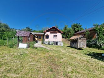Căsuță autentică românească între două dealuri–colț de lini