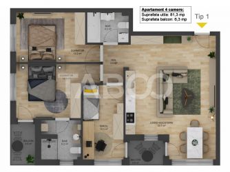 COMISION 0% Apartament 4 camere 81 mp LOC PARCARE zona Doamna Stanca