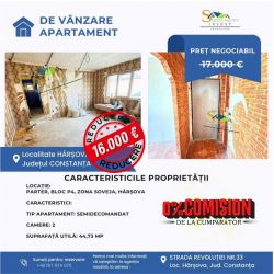 COMISION 0 DE LA CUMPARATOR! Apartament de vânzare, parter – Hârșova