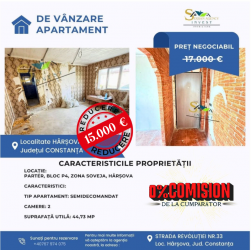 COMISION 0 DE LA CUMPARATOR! Apartament de vânzare, parter – Hârșova