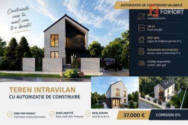 COMISION 0% | Teren intravilan 307 mp  | Autorizatie de construire | S