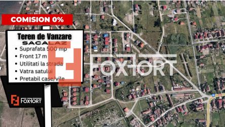 COMISION 0% -Teren intravilan de vanzare, Sacalaz - Utilitati la strad