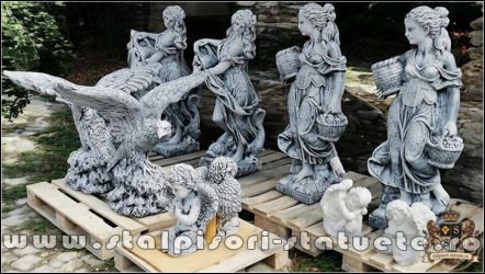 Decorațiuni și statuete, din beton, pentru casă și grădină.