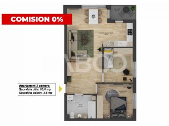 FARA COMISION - Apartament 3 camere 66 mpu balcon Doamna Stanca Sibiu