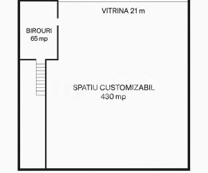 Hala 430mp cu vitrina 21m, posibilitate compartimentare zona circulata