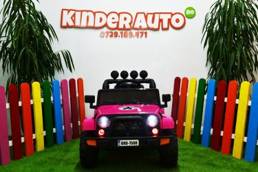 Masinuta electrică Kinderauto BJ7588 90W 12V cu scaun tapitat #Pink