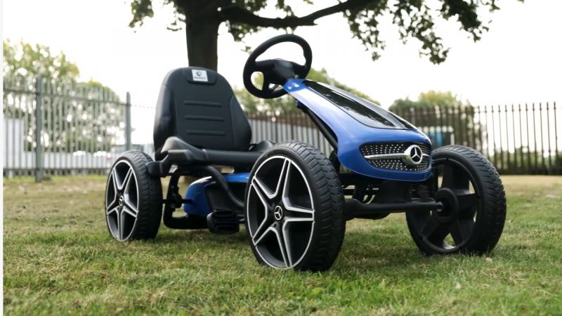 Masinuta kart cu pedale de Mercedes, pentru copii 4-9 ani #Blue-3