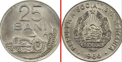 Moneda 25 Bani Republica Socialista Romania 1966