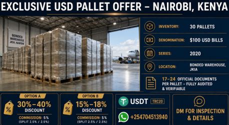 OPORTUNITATE EXCLUSIVĂ: PALETI CU USD — NAIROBI, KENYA