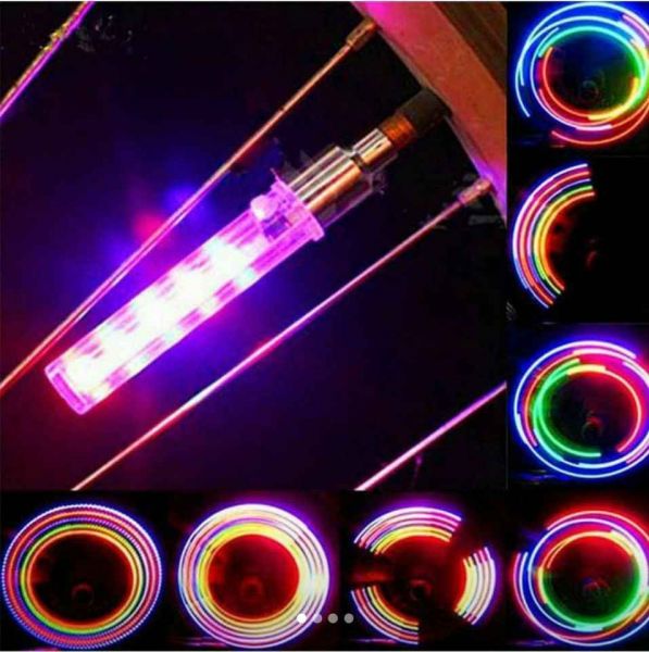 Set 2 LEDURI 5 moduri lumini mari multicolore, pentru ventil la bicicl-1
