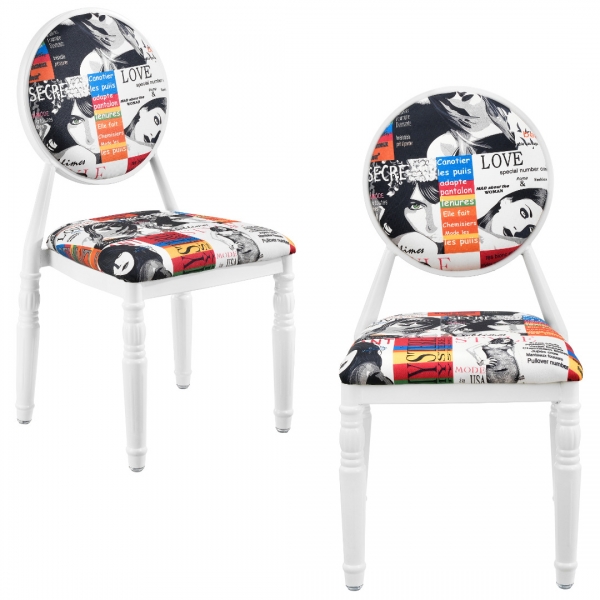 Set 2 scaune design vintage - alb / cu model-1