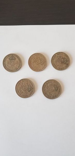 Set 5 monede de 2 shillingi, George VI, 1947-51 (ani consecutivi)-1