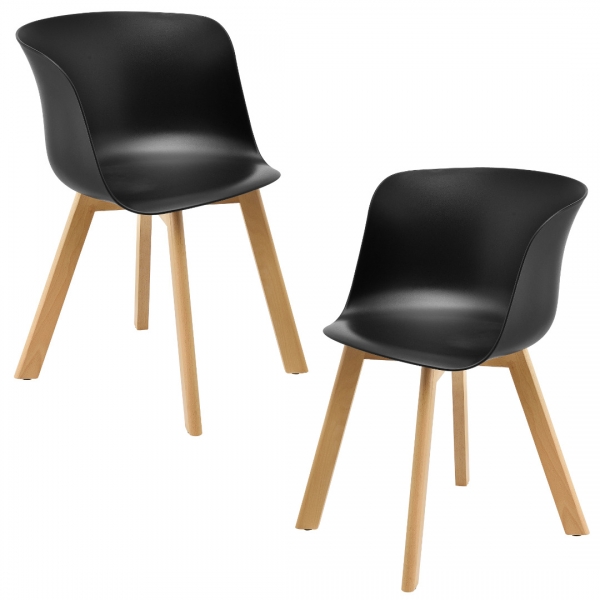 Set design 2 scaune - 75 x 55,5cm - negru-1
