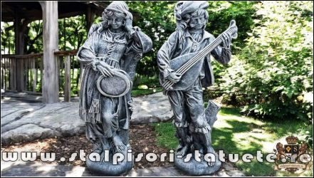 Set statuete muzicanți, gri patinat, model S69.