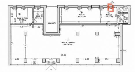 Spatiu comercial ultracentral de inchiriat, 200 mp utili, front strada