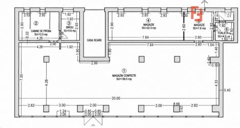 Spatiu comercial ultracentral de inchiriat, 200 mp utili, front strada