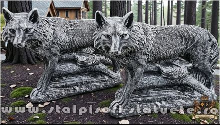 Statuetă animal lup, din beton, model S78.