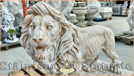 Statuetă leu mare în picioare, maro antichizat, model S33.