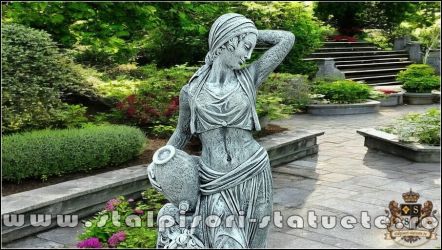 Statuetă țărăncuța la cișmea, gri patinat, model S51.