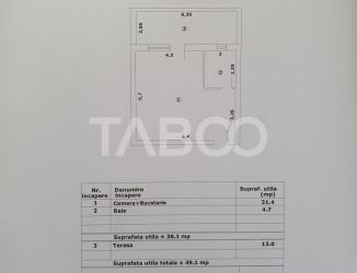 Studio de vanzare 36 mp util + terasa 13 mp finalizata 01 octombrie